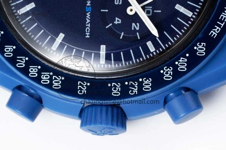 0206 ZipUp Speedmaster Misson To Neptune 1:1 Best Edition Blue Dial On Nylon Strap Quartz 7854